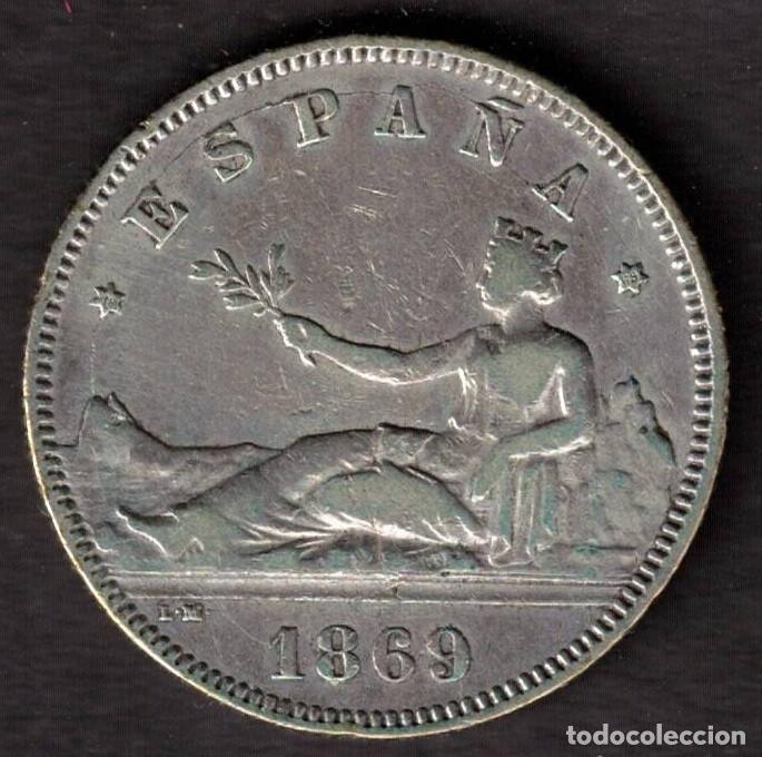 Monedas de Espa&ntilde;a: ESPA&Ntilde;A MONEDA 2 PESETAS GOBIERNO PROVISIONAL 1869 * 18 * 69 SNM