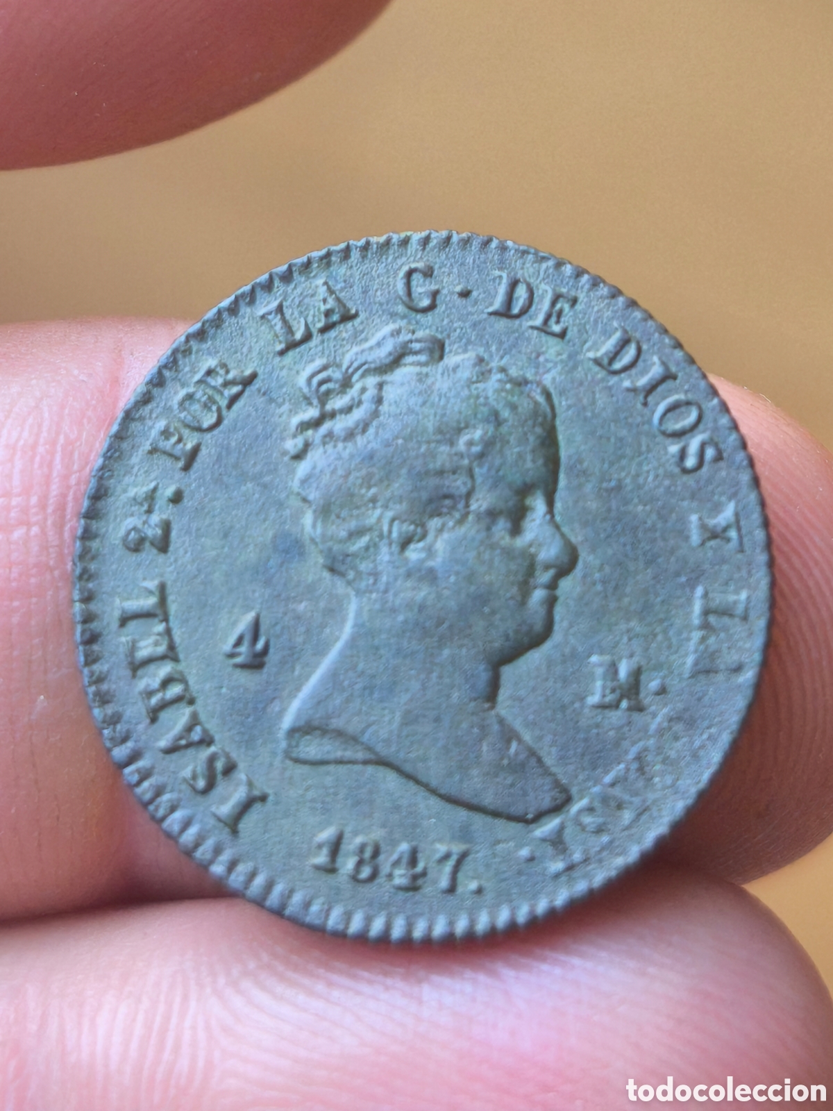 Monedas de Espa&ntilde;a: Isabel II 1847 4 maravedis Segovia