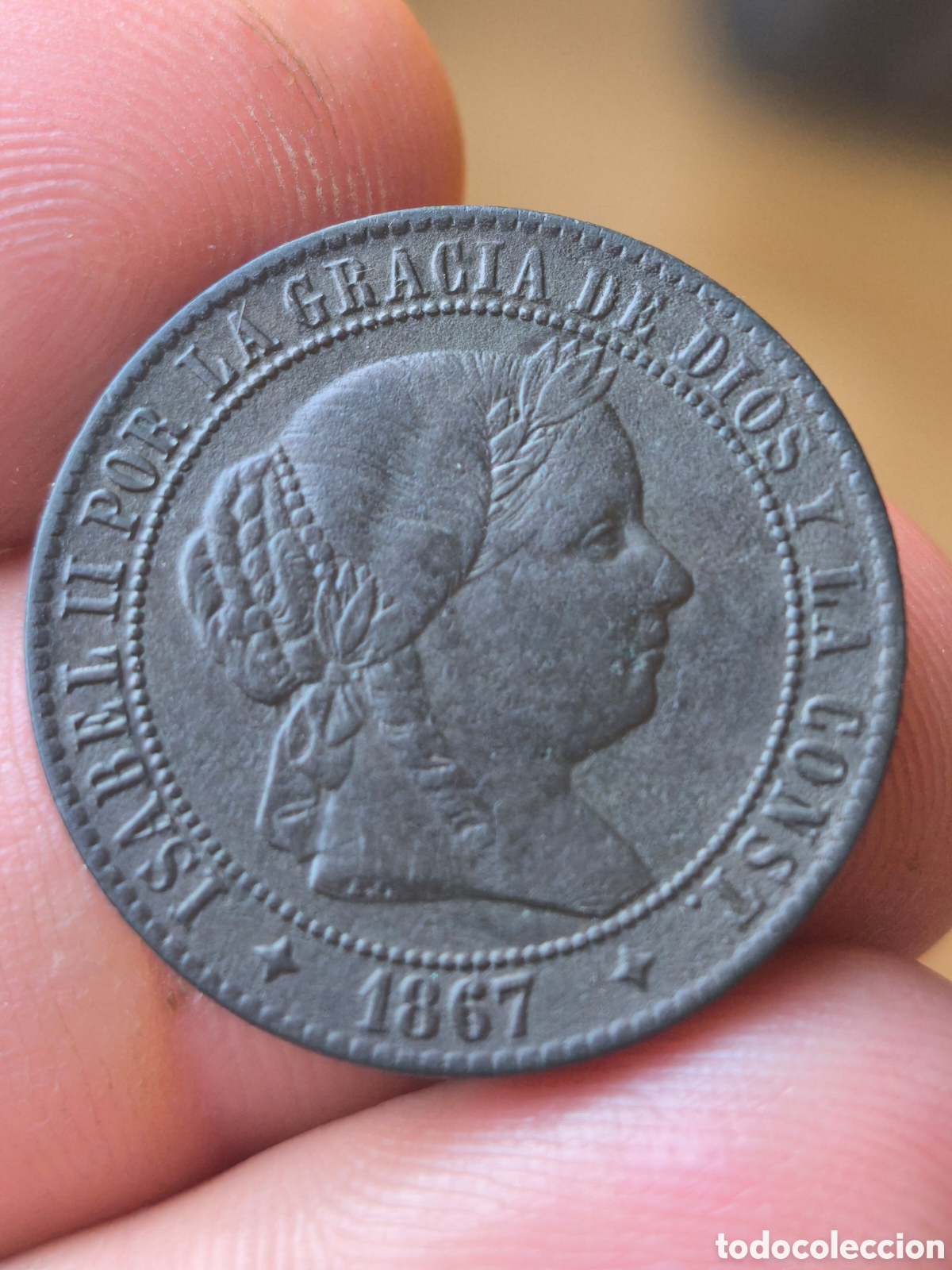 Monedas de Espa&ntilde;a: Isabel II 1867 2 c&eacute;ntimos y medio