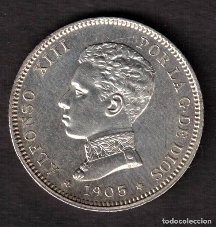 Monedas de Espa&ntilde;a: ESPA&Ntilde;A MONEDA 2 PESETAS ALFONSO XIII A&Ntilde;O 1905 * 19 * 05 SMV - PLATA