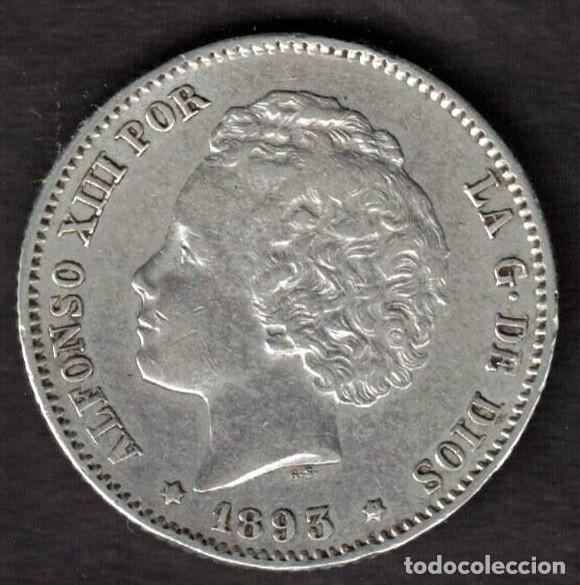 Monedas de Espa&ntilde;a: ESPA&Ntilde;A MONEDA 1 PESETA ALFONSO XIII A&Ntilde;O 1893 PGL - PLATA