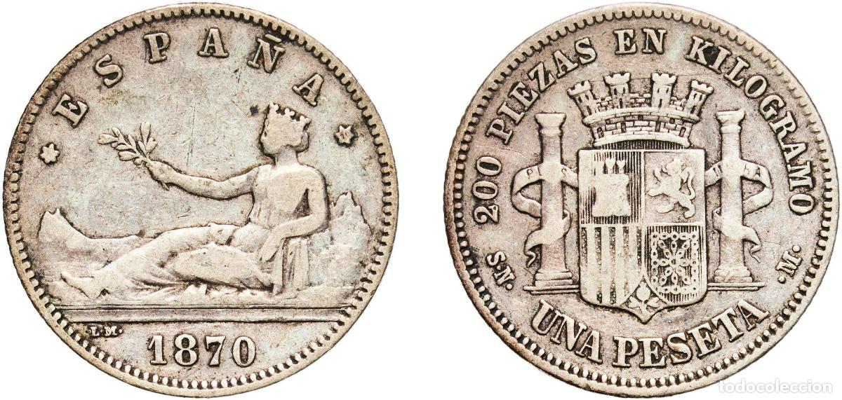 Monedas de Espa&ntilde;a: Spain Provisional Government 1870 ??-70 SNM 1 Peseta - Provisional Government (ESPA&Ntilde;A) Silver (.83