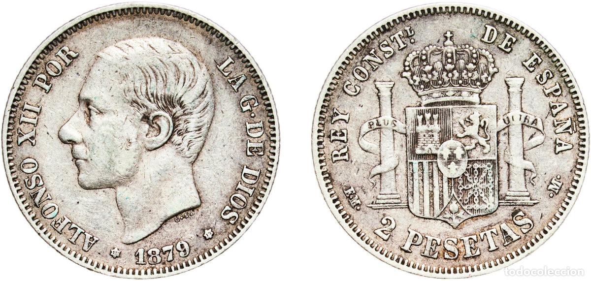 Monedas de Espa&ntilde;a: Spain Kingdom 1879 18-79 EMM 2 Pesetas - Alfonso XII Silver (.835) Madrid Mint (5578225) 9.88g VF