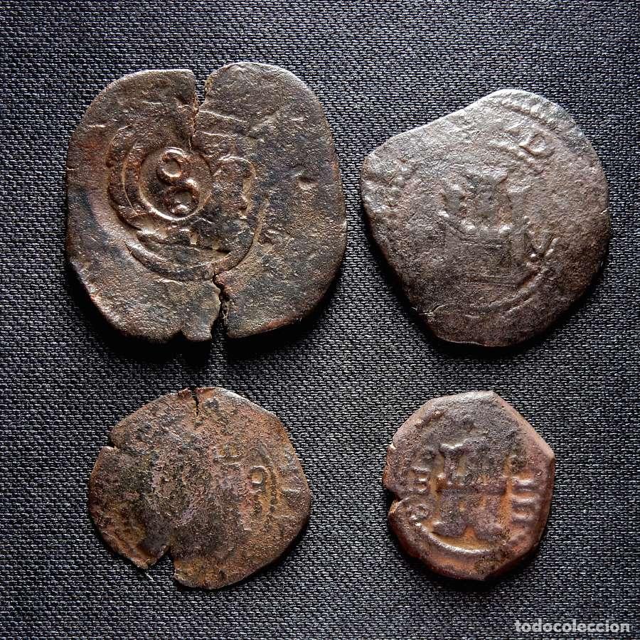 Monedas de Espa&ntilde;a: Lote de 4 monedas de los Austrias. Variados