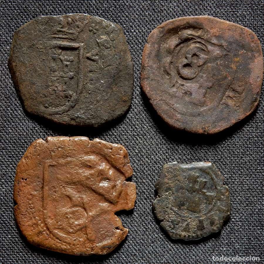 Monedas de Espa&ntilde;a: Lote de 4 monedas de los Austrias. Variados 436-F
