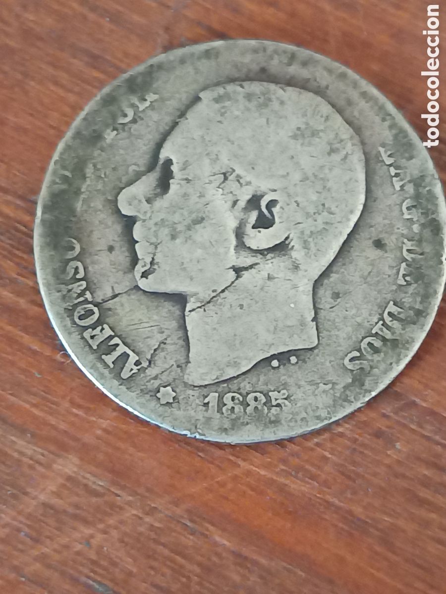 Coins of Spain: MONEDA ALFONSO XII DE PLATA A&Ntilde;O 1885, UNA PESETA