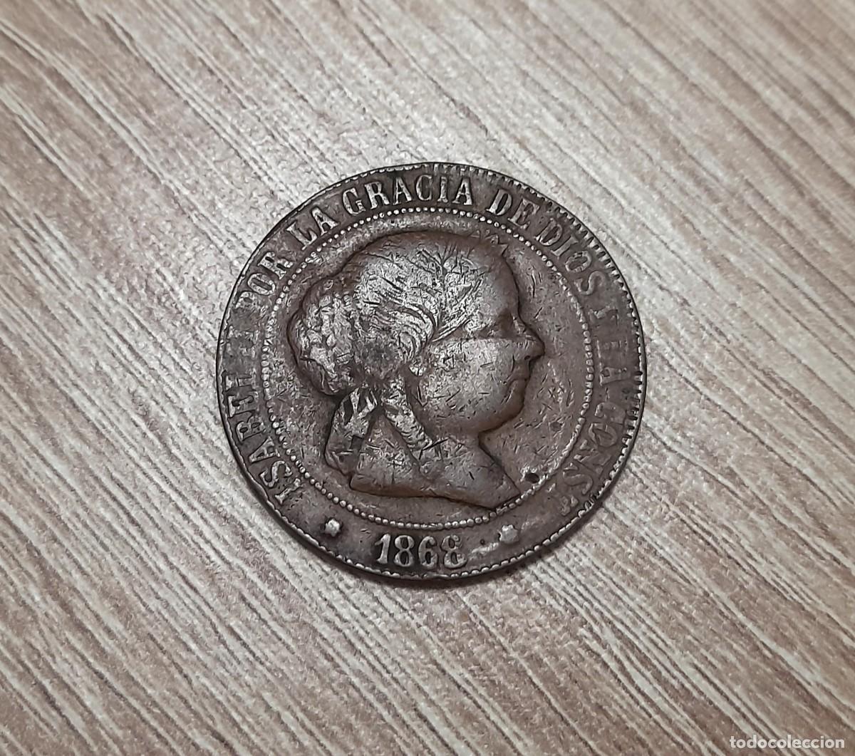 Monedas de Espa&ntilde;a: Isabel II, 5 Centimos de Escudo 1868, Barcelona