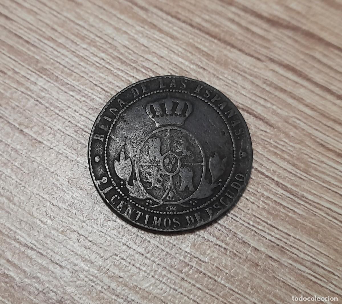 Monedas de Espa&ntilde;a: Isabel II, 2 1/2 Centimos de Escudo 1867 - Foto 2