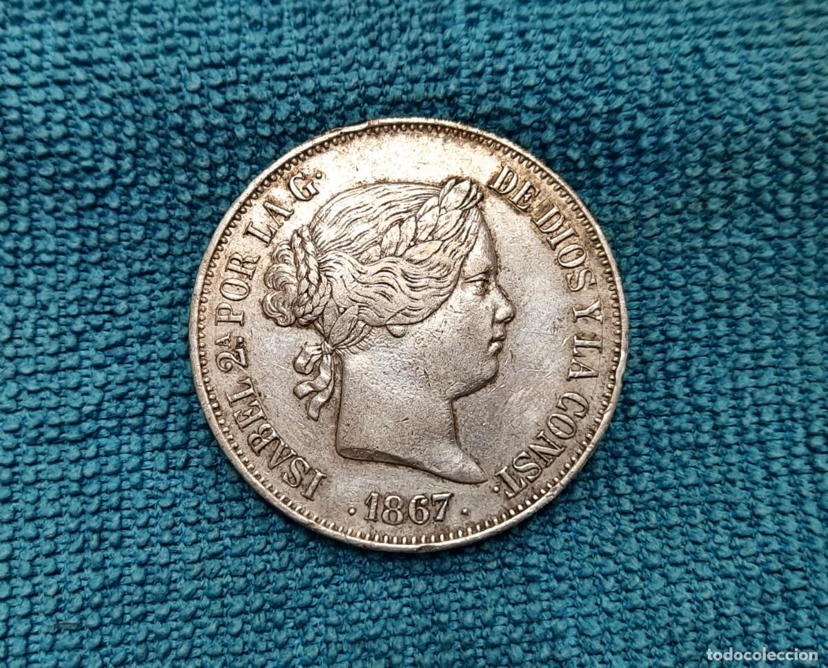 Monedas de Espa&ntilde;a: Isabel II, 2 Escudos 1867, Madrid - Foto 3