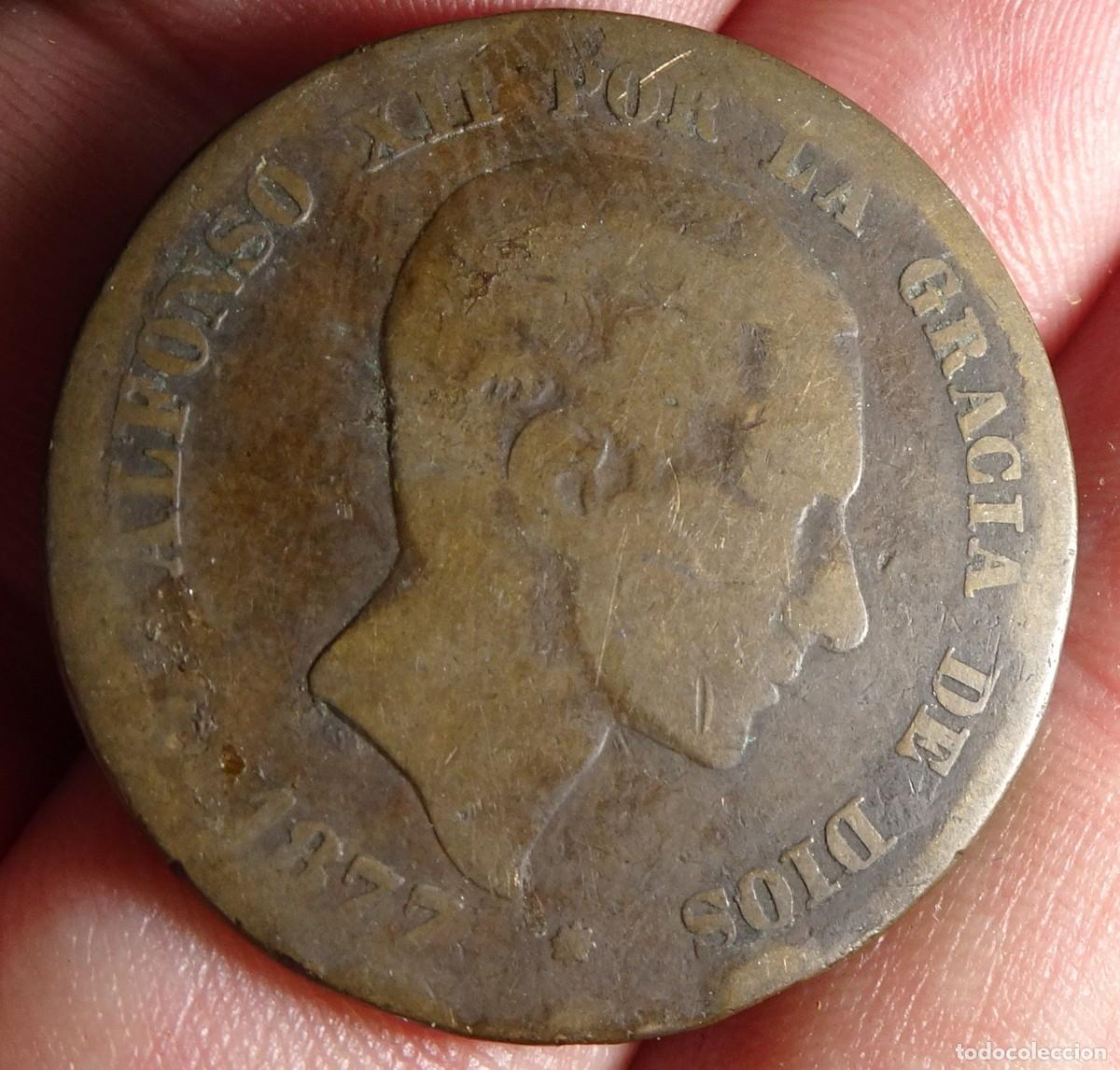 Monedas de Espa&ntilde;a: ANTIGUA MONEDA 10 CENTIMOS 1877, ALFONSO XII, VER FOTOS