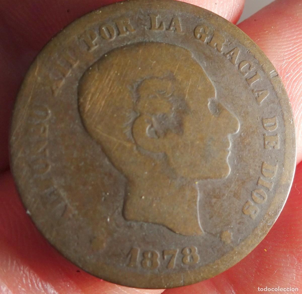 Monedas de Espa&ntilde;a: 2 ANTIGUAS MONEDAS 10 CENTIMOS 1878, ALFONSO XII, VER FOTOS