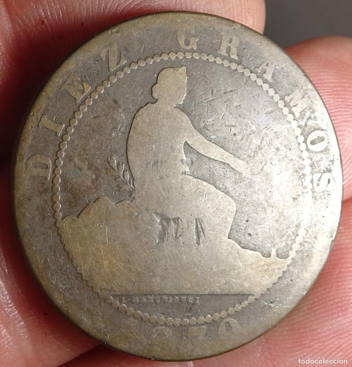 Monedas de Espa&ntilde;a: ANTIGUA MONEDA 10 CENTIMOS 1870, GOBIERNO PROVISIONAL, VER FOTOS