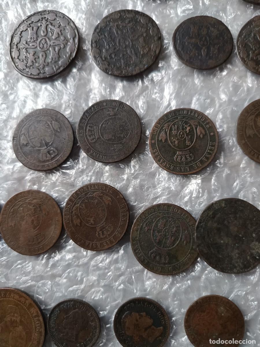 Monedas de Espa&ntilde;a: Lote de monedas maradevis e Isabel II cobre - Foto 10