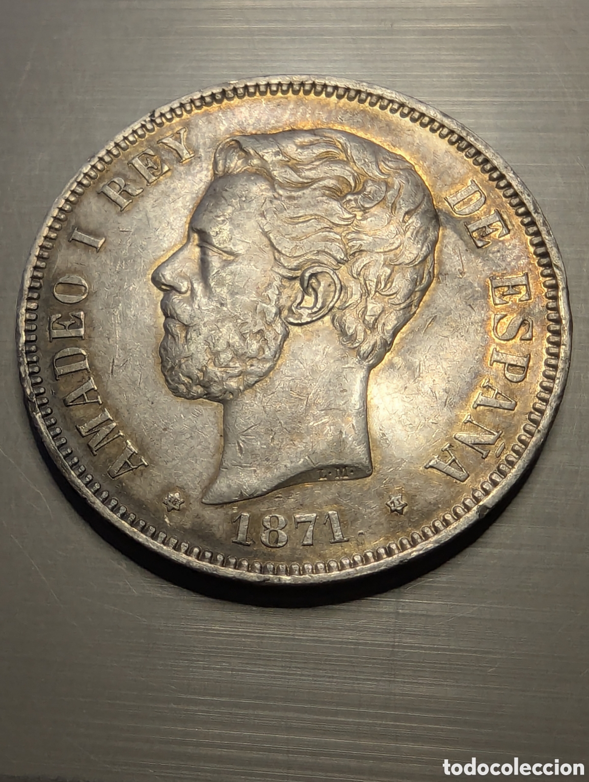 Monedas de Espa&ntilde;a: Amadeo I 5 pesetas 1871*71 plata