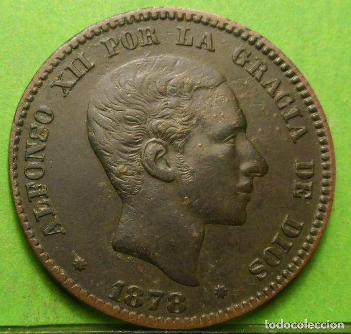 Monedas de Espa&ntilde;a: ALFONSO XII, 10 Centimos, 1878, MBC+/EBC-, Cu