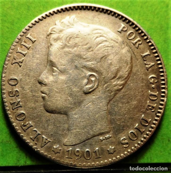 Monedas de Espa&ntilde;a: ALFONSO XIII, 1 Peseta, 1901,Ag