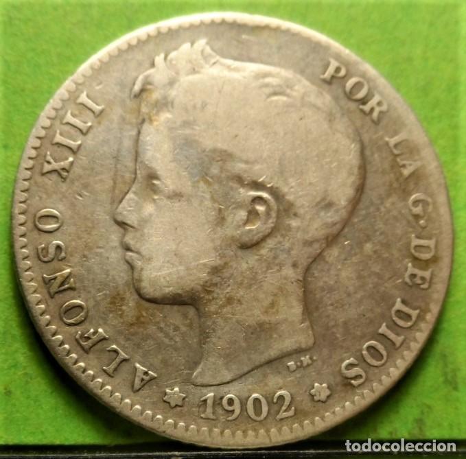 Monedas de Espa&ntilde;a: ALFONSO XIII, 1 Peseta, 1902, *19-02.Ag