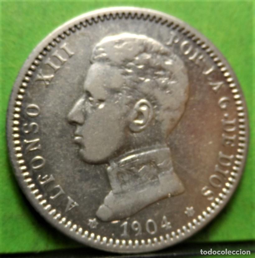 Monedas de Espa&ntilde;a: ALFONSO XIII, 1 Peseta, 1904, *19-04, Ag