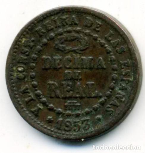 Monedas de Espa&ntilde;a: XS- ISABEL II - D&eacute;cima de REAL 1853 Segovia