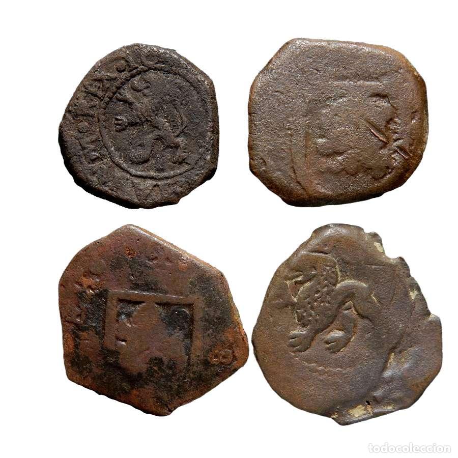 Monedas de Espa&ntilde;a: Lote de 4 monedas de los Austrias. Variados 478-F