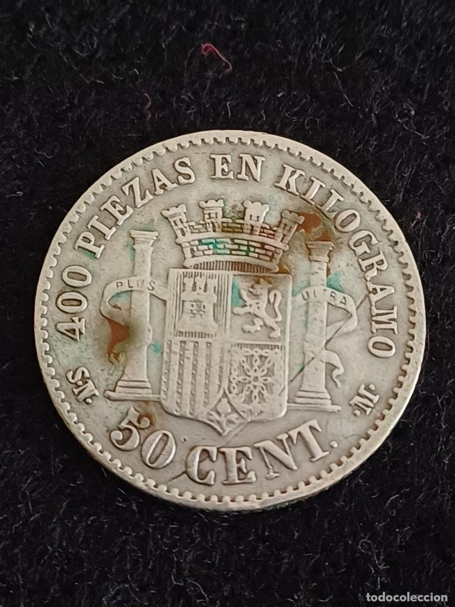 Monedas de Espa&ntilde;a: MONEDA DE PLATA DE 50 C&Eacute;NTIMOS GOBIERNO PROVISIONAL 1870 - Foto 2