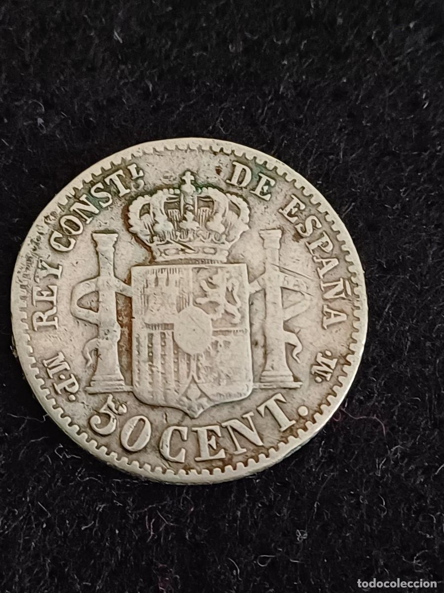 Monedas de Espa&ntilde;a: MONEDA DE PLATA DE 50 C&Eacute;NTIMOS ALFONSO XIII 1889 - Foto 2