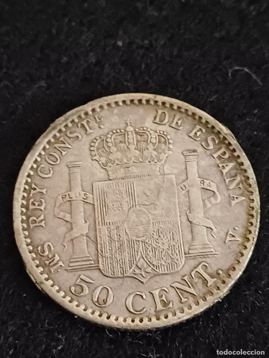 Monedas de Espa&ntilde;a: MONEDA DE PLATA DE 50 C&Eacute;NTIMOS ALFONSO XIII 1900 - Foto 2