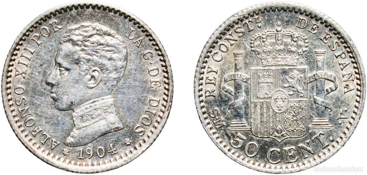 Monedas de Espa&ntilde;a: Spain Kingdom 1904 0-4 SMV 50 Centimos - Alfonso XIII (4th portrait) Silver (.835) Madrid Mint (48