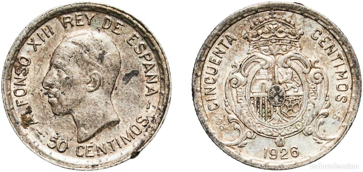 Monedas de Espa&ntilde;a: Spain Kingdom 1926 PCS 50 Centimos - Alfonso XIII (6th portrait) Silver (.835) Madrid Mint (4000000