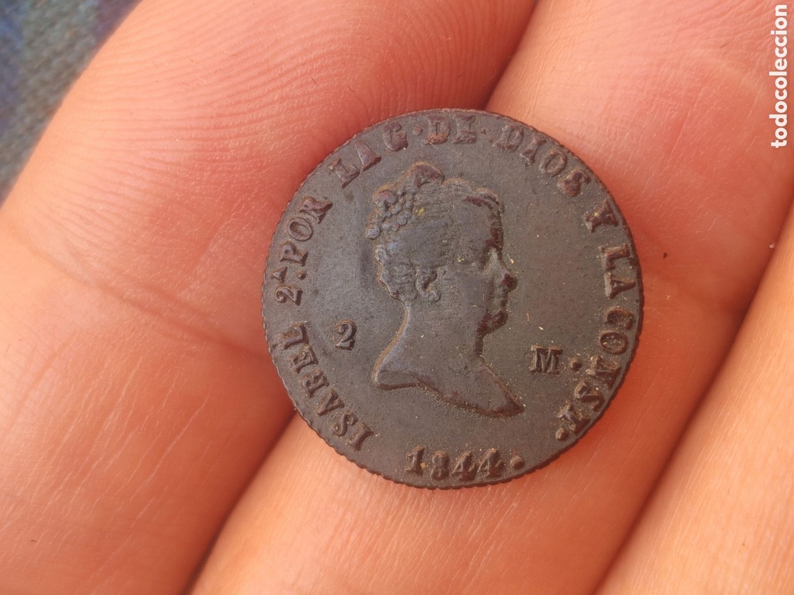 Monedas de Espa&ntilde;a: Muy buen 2 maravedis de 1844. Segovia
