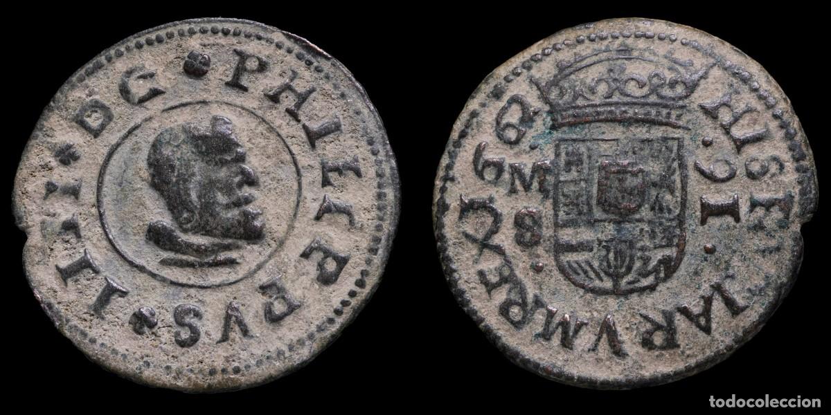 Moedas de Espanha: 1662, 16 Maravedis Philip IV Madrid Mint - 27 mm / 4,32 gr.