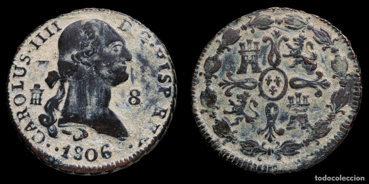 Monedas de Espa&ntilde;a: 1806, 8 Maravedis Charles IV, Segovia Mint - 31 mm / 11,45 gr.