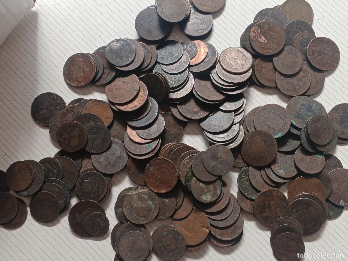 Monedas de Espa&ntilde;a: 1,5 kilos de chavos de cobre, 5 y 10 c&eacute;ntimos, perra chica y perra gorda