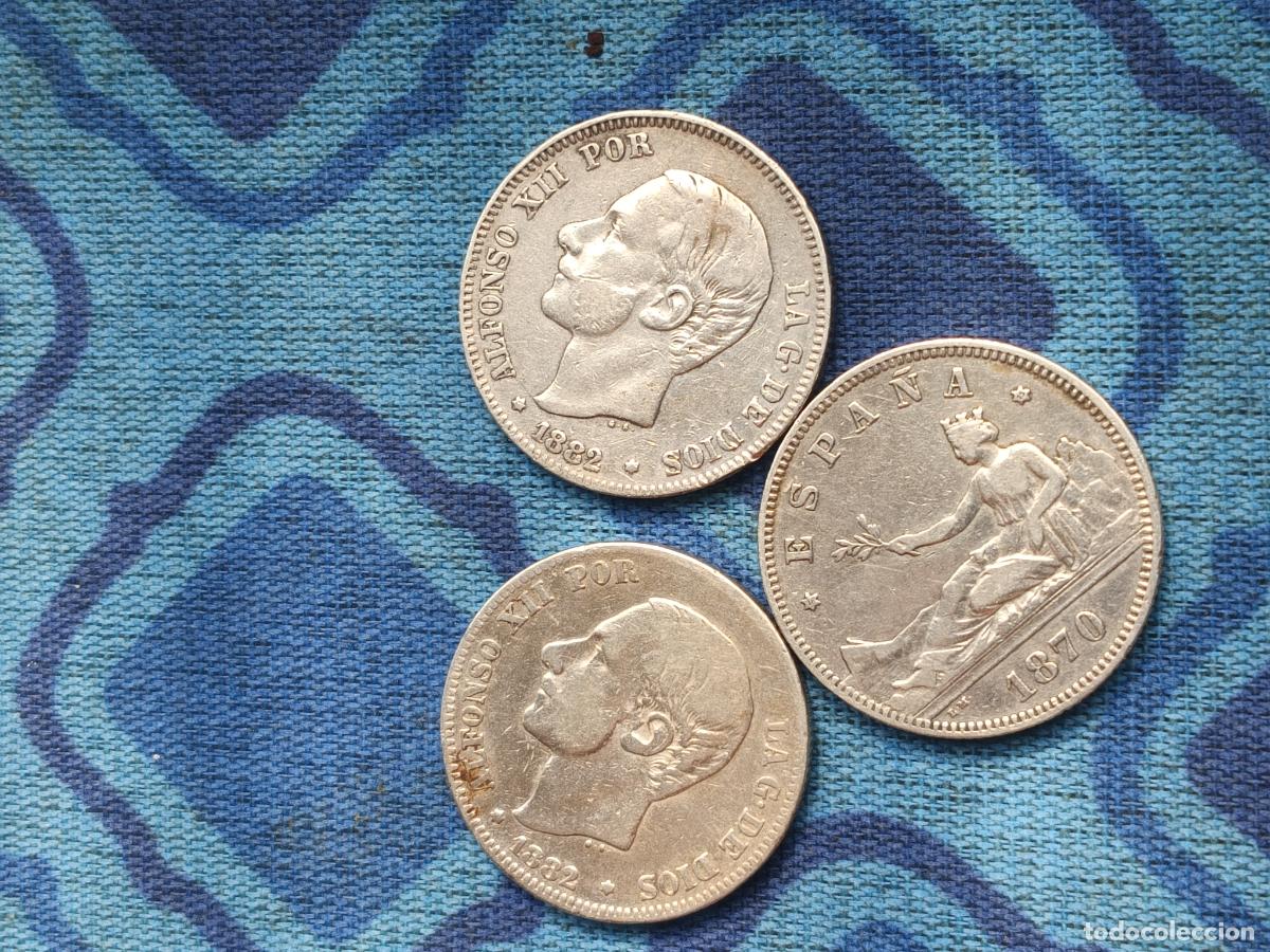 Monedas de Espa&ntilde;a: 3 monedas de 2 pesetas de plata