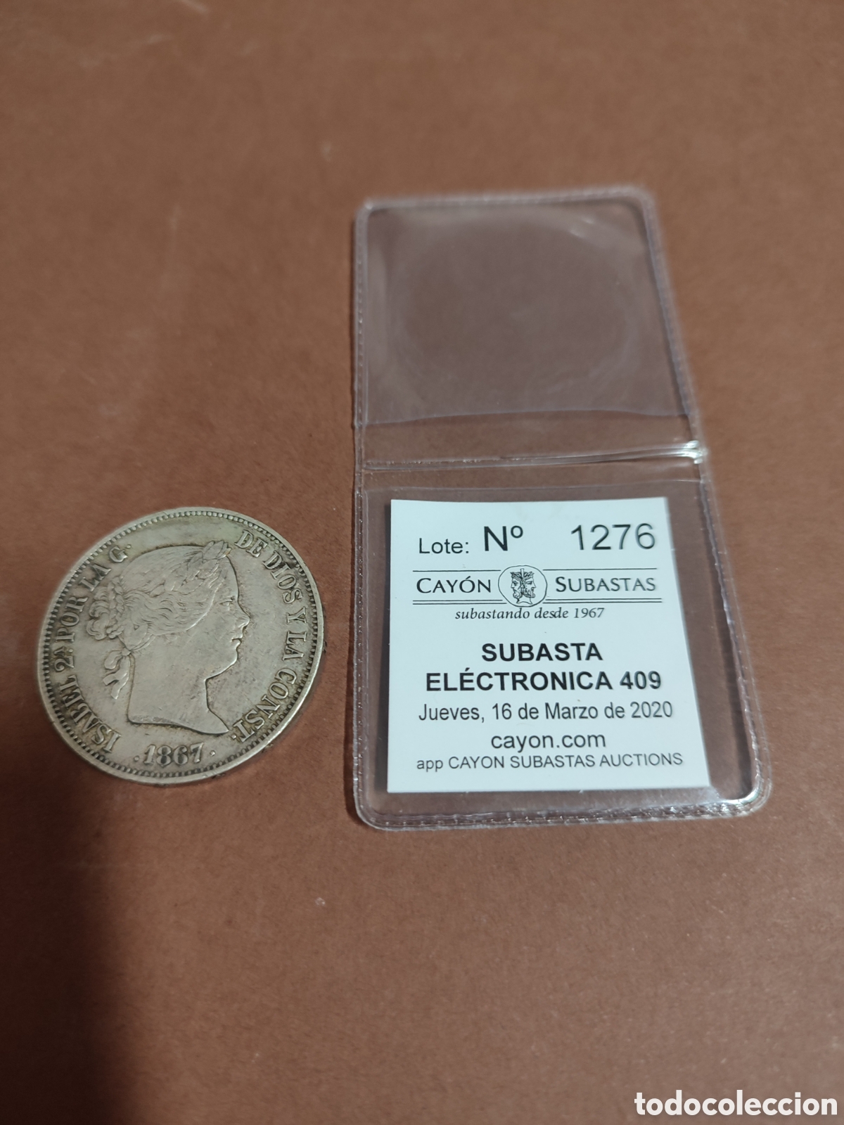 Monedas de Espa&ntilde;a: Moneda de plata de Isabel ll . Dos Escudos