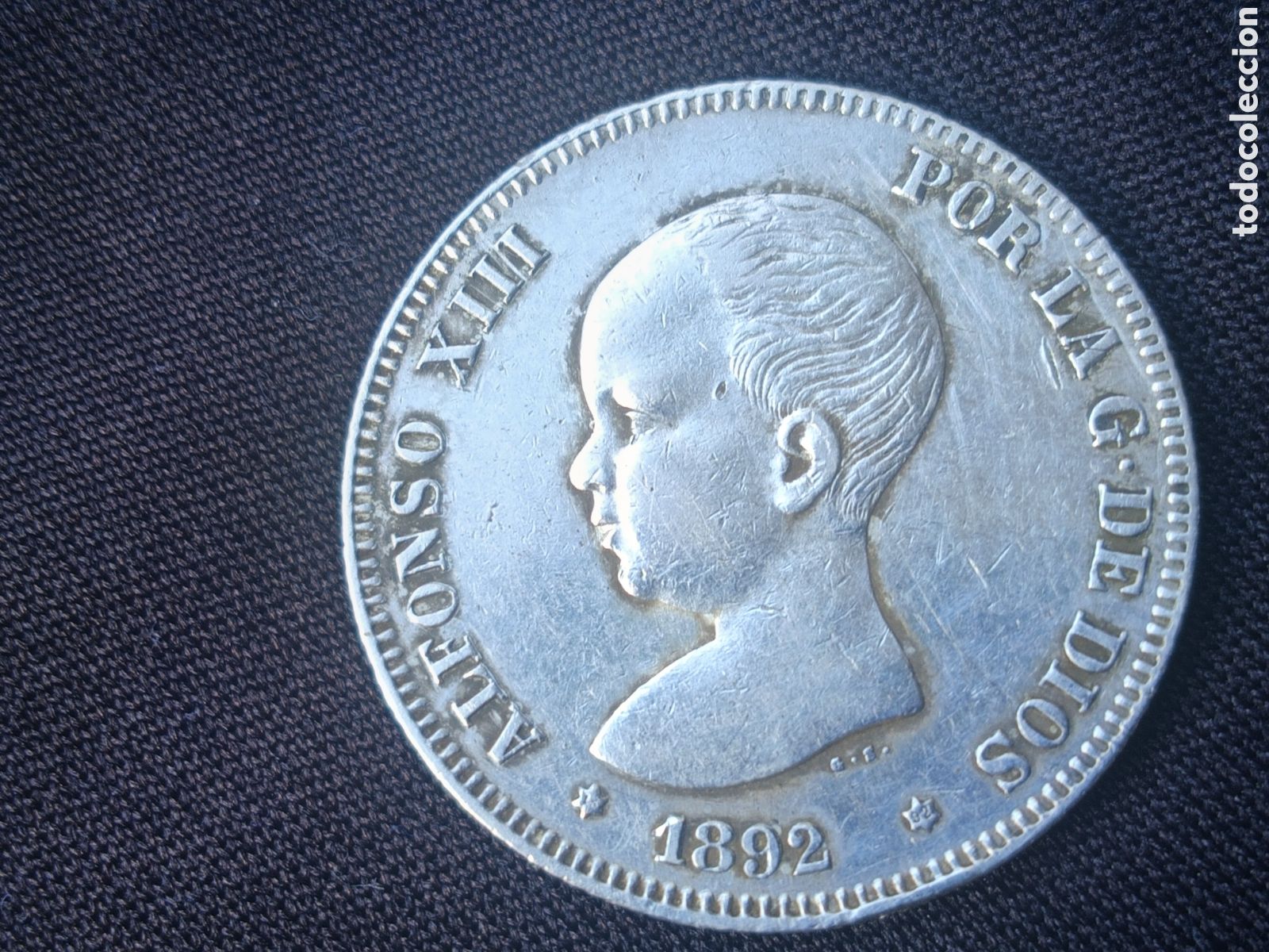 Monedas de Espa&ntilde;a: Extraordinaria y rara 2 pesetas de plata de 1892 PG M. Estrellas visibles EBC