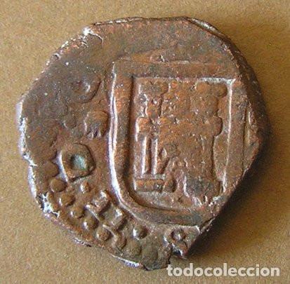 Monedas de Espa&ntilde;a: RARA MONEDA DE 8 MARAVEDIS - ANVERSO DE FELIPE II Y REVERSO DE FELIPE III - CORU&Ntilde;A ?
