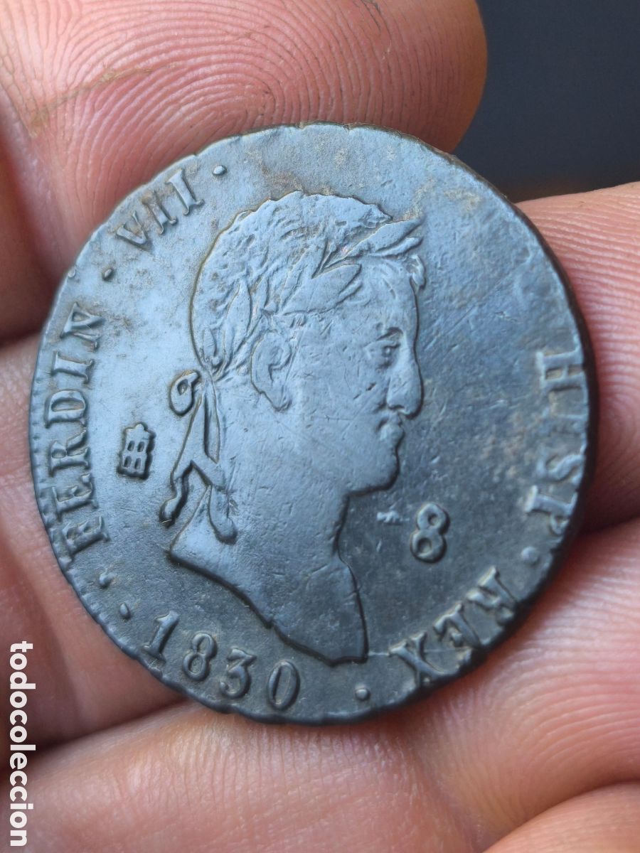 Monedas de Espa&ntilde;a: Fernando VII !!ERROR de acu&ntilde;aci&oacute;n!! 1830 Segovia 8 maravedis SIN D.G.