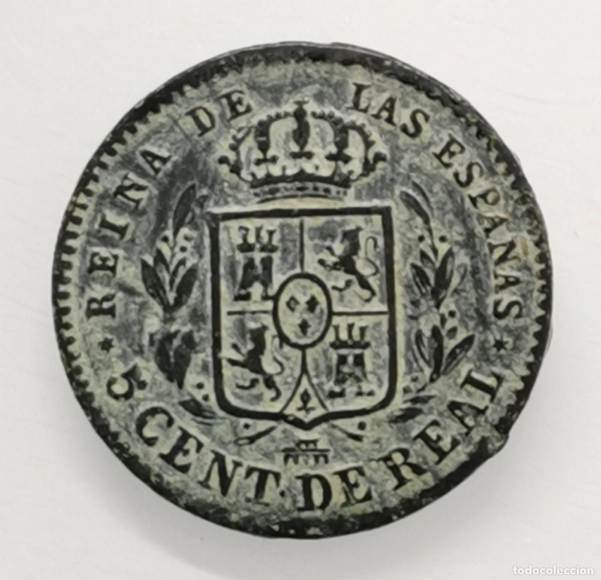 Monedas de Espa&ntilde;a: ISABEL II - 5 C&Eacute;NTIMOS DE REAL - 1858 - SEGOVIA. - Foto 1
