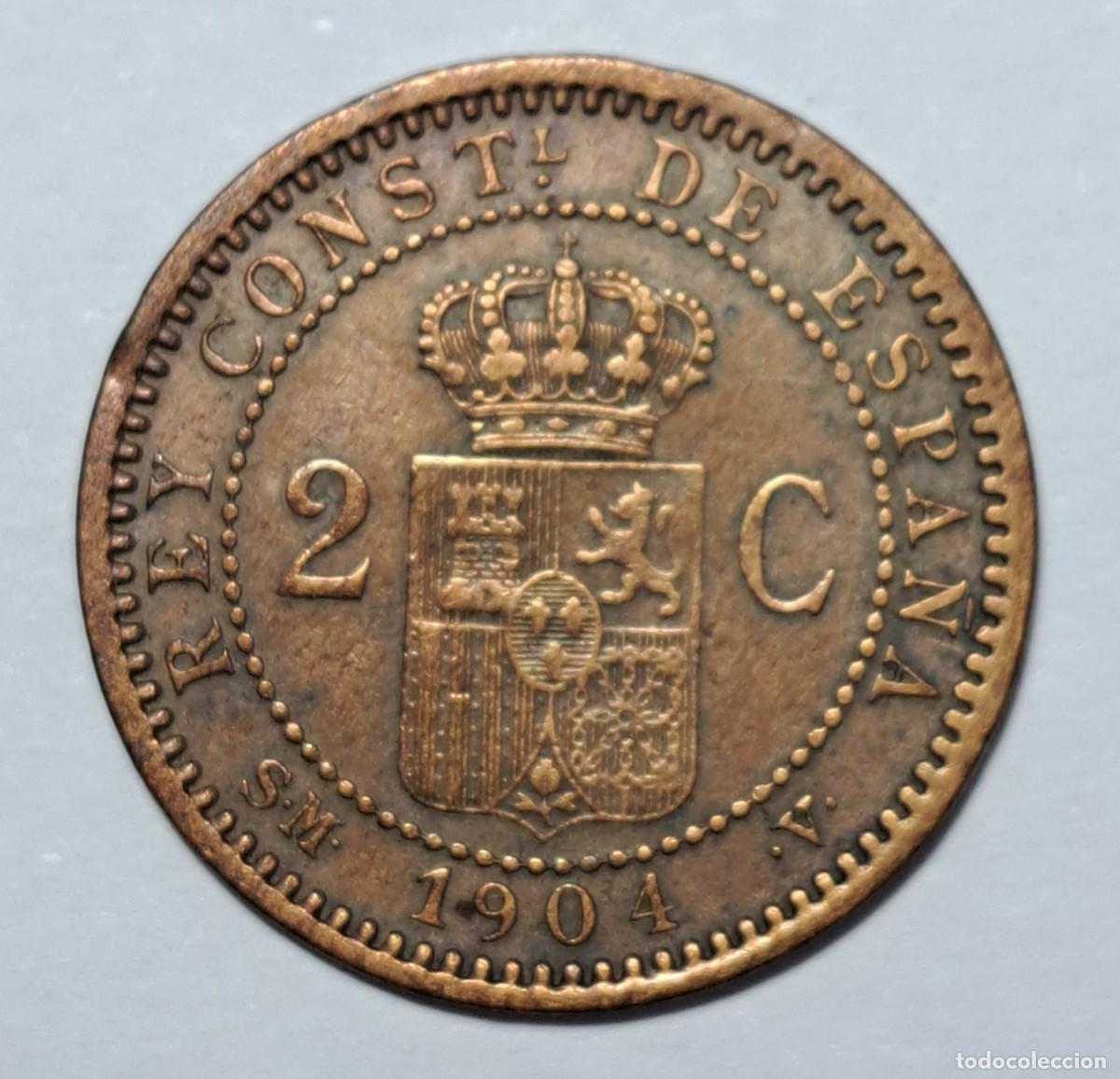 Monedas de Espa&ntilde;a: DOS c&eacute;ntimos de Alfonso XIII &ndash; 1904