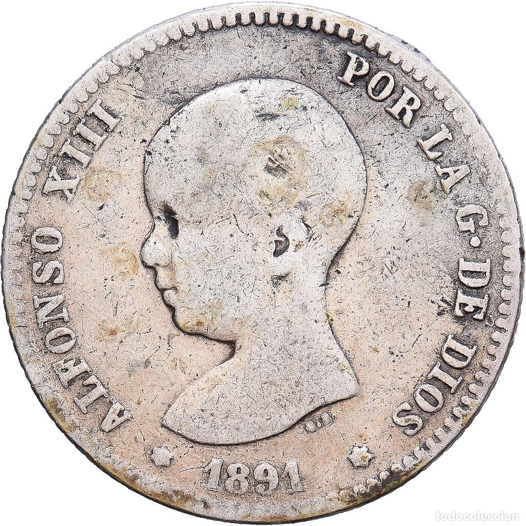 Monedas de Espa&ntilde;a: [#1203339] Espa&ntilde;a, Alfonso XIII, 5 Pesetas, 1891, Madrid, Plata, BC+, KM:689