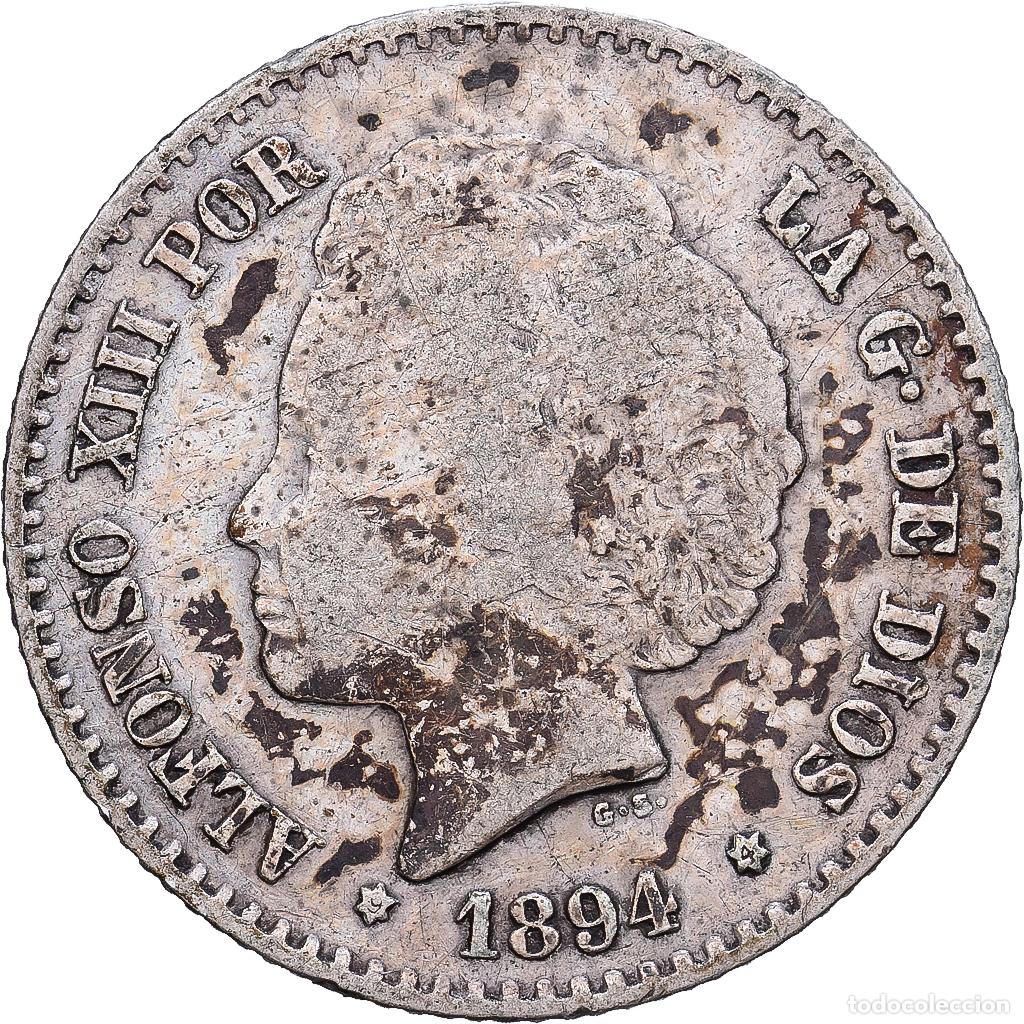 Monedas de Espa&ntilde;a: [#1203356] Espa&ntilde;a, Alfonso XIII, 50 Centimos, 1894, Madrid, Plata, BC+, KM:703