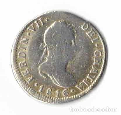 Monedas de Espa&ntilde;a: 2 REALES FERNANDO VII - 1816 - Madrid GJ - PLATA - MBC