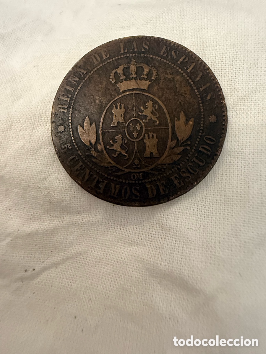 Monedas de Espa&ntilde;a: 5 C&eacute;ntimos de Escudo Isabel II 1868 &ndash; Espa&ntilde;a - Foto 2