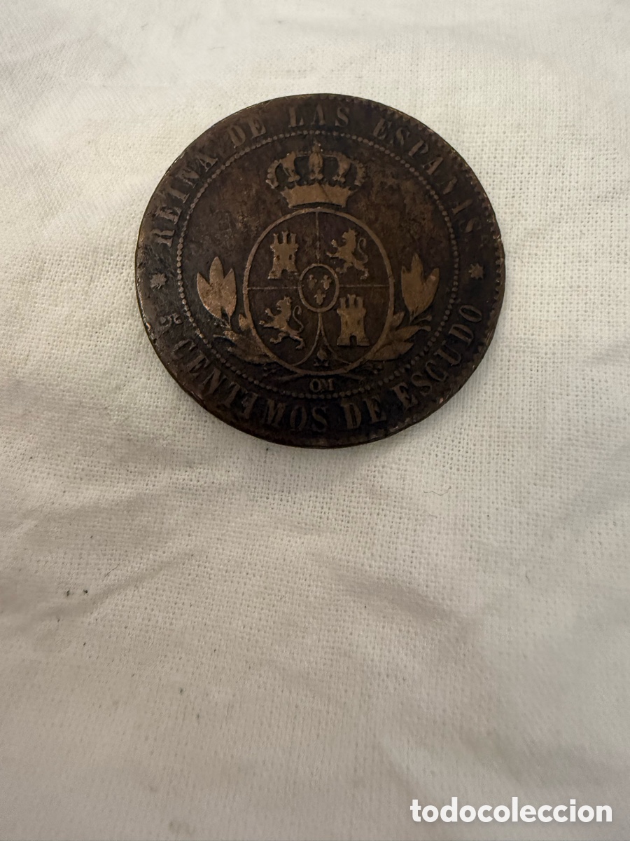 Monedas de Espa&ntilde;a: 5 C&eacute;ntimos de Escudo Isabel II 1868 &ndash; Espa&ntilde;a - Foto 4