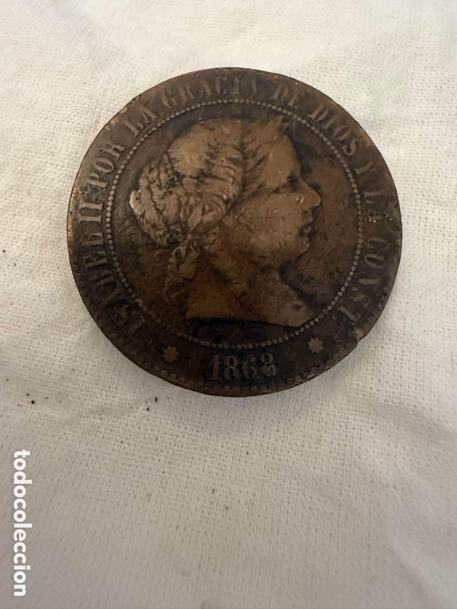 Monedas de Espa&ntilde;a: 5 C&eacute;ntimos de Escudo Isabel II 1868 &ndash; Espa&ntilde;a