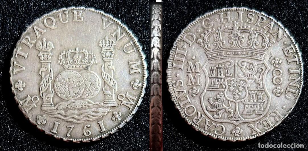 Monedas de Espa&ntilde;a: 8 Reales Columnarios CARLOS III A&ntilde;o 1761