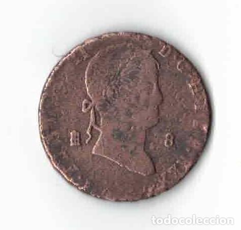 Monedas de Espa&ntilde;a: 8 MARAVED&Iacute;S FERNANDO VII - 1824 - Ceca de Jubia (A Coru&ntilde;a) - Cobre