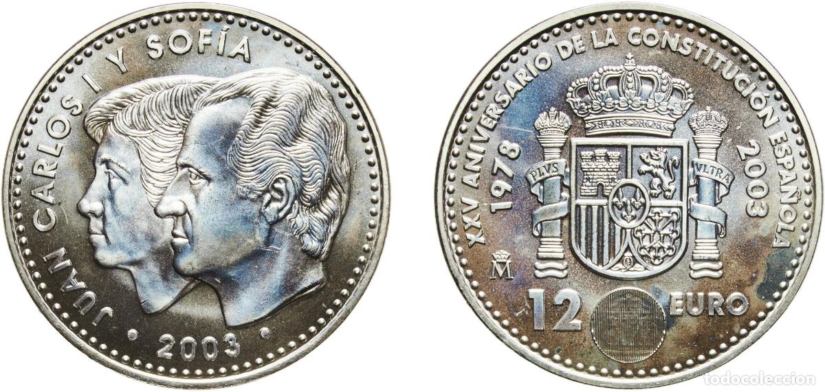 Monedas de Espa&ntilde;a: Spain Kingdom 2003 M 12 Euro - Juan Carlos I (Constitution) Silver (.925) Madrid Mint (1518000) 18.