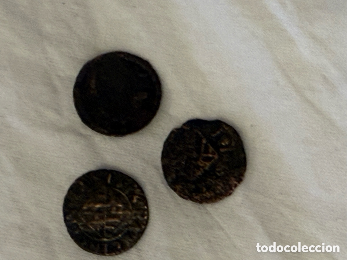 Monedas de Espa&ntilde;a: Lote de 3 Monedas Antiguas Catalanas de Cobre &ndash; Ardits de Barcelona, Siglo XVII &ndash; Monedas a Estudiar